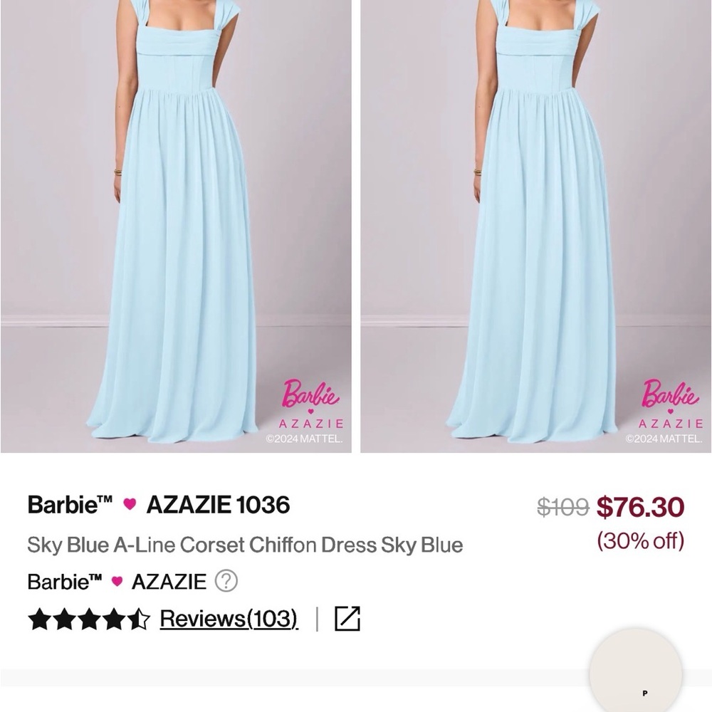 Azazie Light Blue Strapless Chiffon Dress
